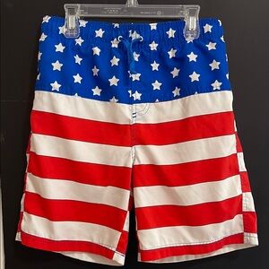 Crown & Ivy Kids Boys Red White Blue Swim Trunks Size Large